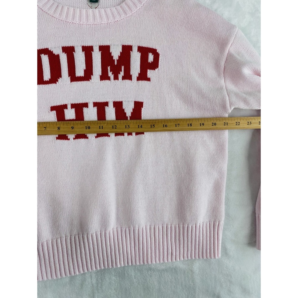 2/$30 Wild Fable Dump Him Knit Sweater Women Sz 2XL Pink Funny Sweater Spellout - Picture 5 of 13